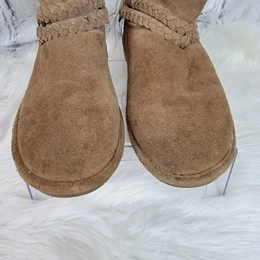 Bearpaw ADELE Brown Suede Winter Boots Ankle‎ Top Comfort Pull On Round Toe Sz 7